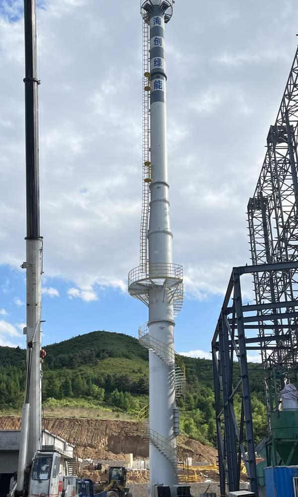 河北圍場垃圾焚燒發(fā)電項(xiàng)目60米套筒自立式鋼煙囪項(xiàng)目（口徑DN1600mm,高度60米）